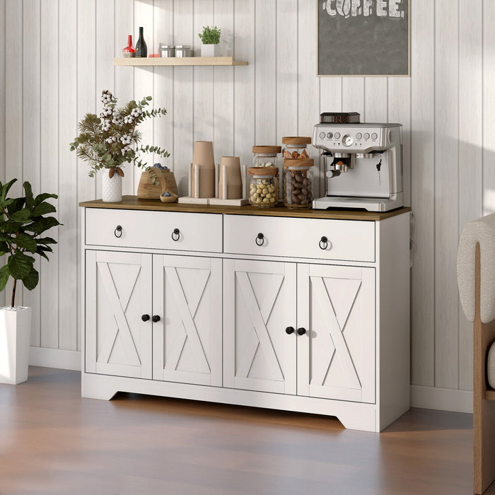 HOMCOM Sideboard Buffet Cabinet, Kitchen Cabinet with 2 Drawers, White