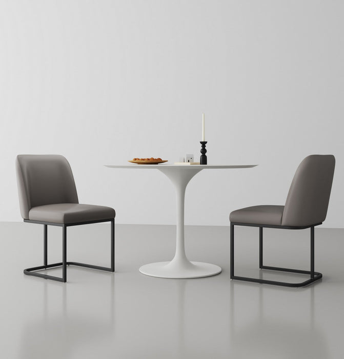 Serena Modern Metal Vegan Leather Dining Chair in Taupe - Set of 2 