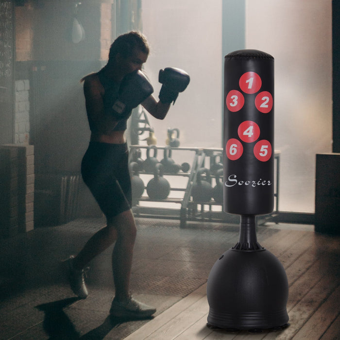 Soozier 65" Standing Boxing Punching Bag With Refilled Base & Suction Cups