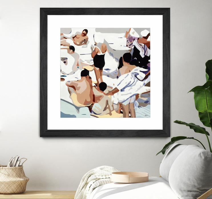 \"Tammy & Greg's Pool Party\" Matted and Framed Black 30x30 Wall Art