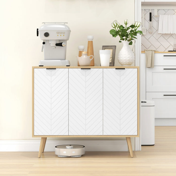 HOMCOM 36" Sideboard, Buffet Cabinet with Adjustable Shelves, Natural