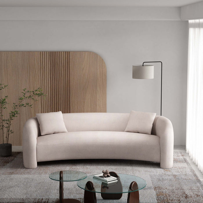 Sylvia Modern Glam 104\" Tweed Loveseat in Ivory 