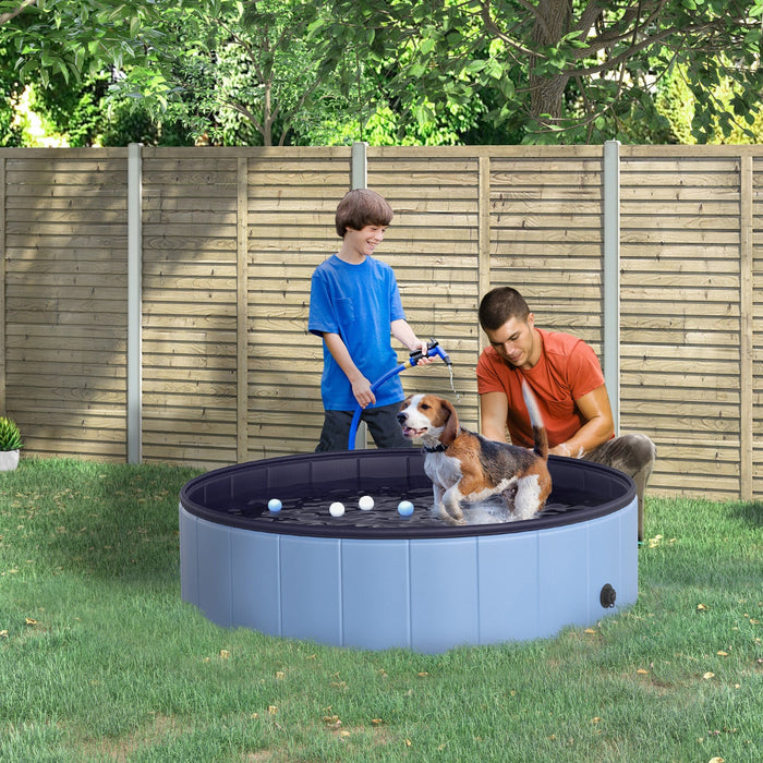 Pawhut Folding Dog Pool Portable Pet Kiddie Swimming Pool, Outdoor/indoor Puppy Bath Tub With Nonsli
