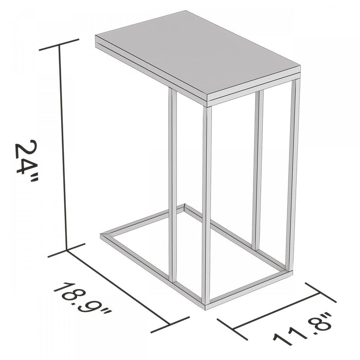 19” C-Shaped End Table With Metal Frame 