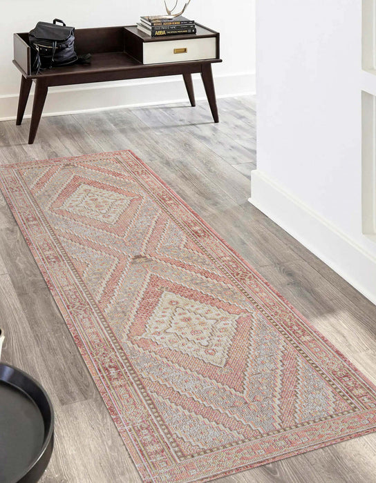 Poppy Traditional 2'7\" x 8'0\" Runner Rug in Pink Indoor Area Rug 