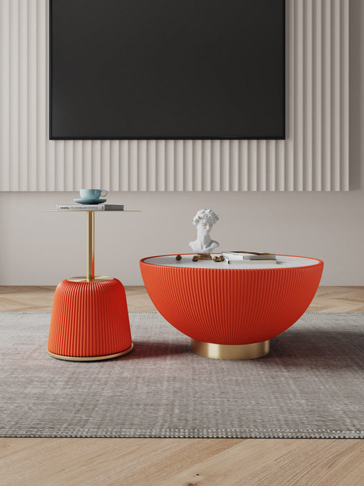 Anderson Modern 2-Piece Coffee Table & End Table Set in Orange 
