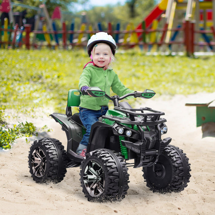 Aosom 12v Kids Atv Powered Ride-On Four-wheeler Toy Car With Music, Realistic Headlights, Wide Wheel