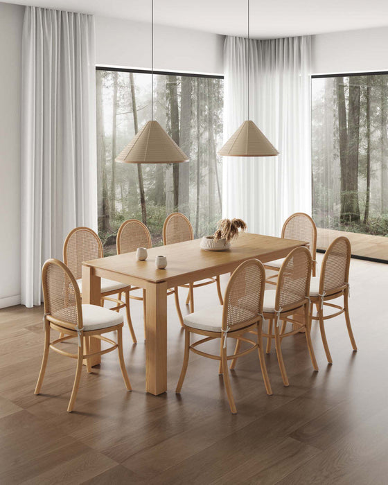 Paragon and Rockaway Modern Industry Chic 9-Piece Dining Set in Oatmeal and Natural Dining Room Set 