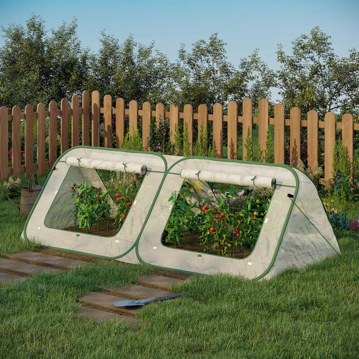 Outsunny 95\" X 47\" X 30\" Pop Up Mini Greenhouse With Roll Up Doors & Portable Zipper Bag For Plants 