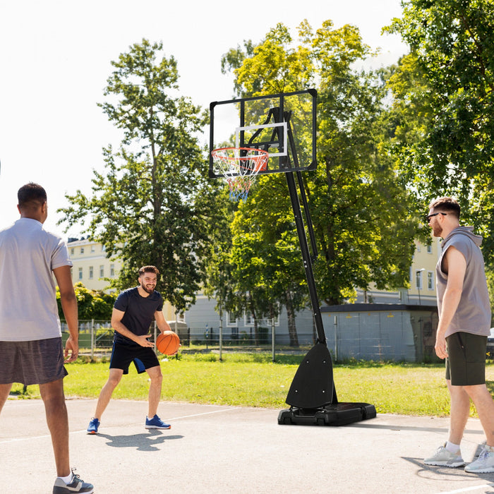 Soozier Portable Basketball Hoop W/ Wheels, Weighted Base, 115.4"-137.8"
