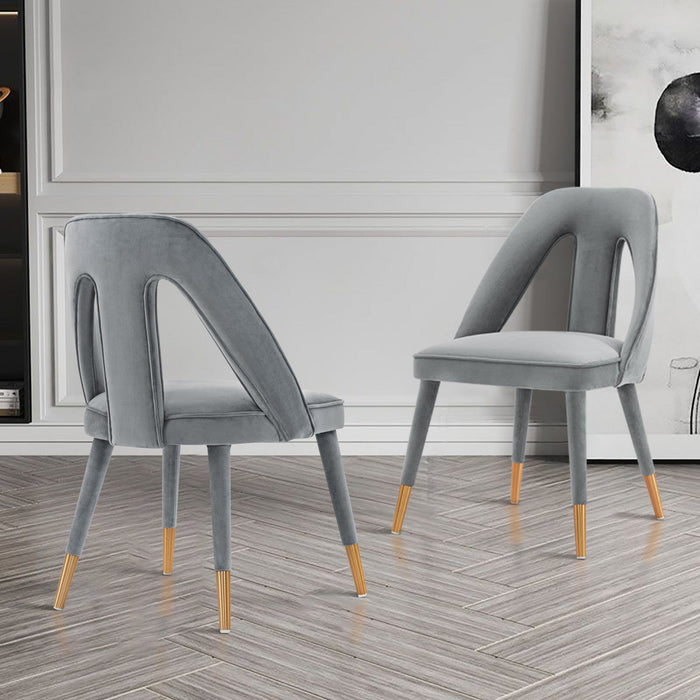 Neda Modern Upholstered Velvet Dining Chair in Gray - Set of 2 