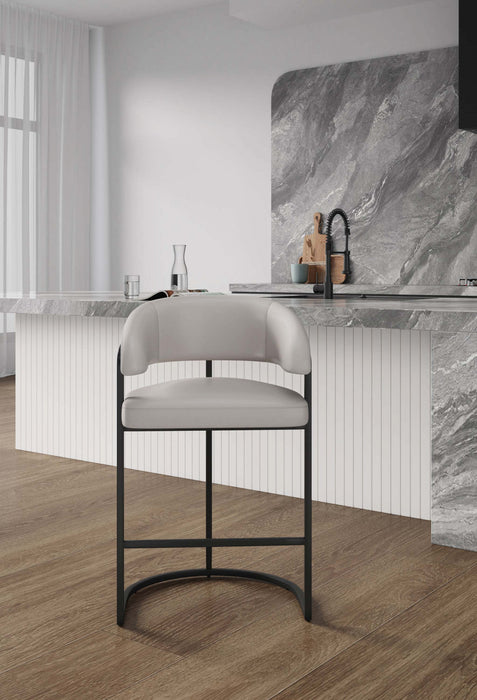 Augusta Modern Metal Upholstered Counter Stool in Light Gray 