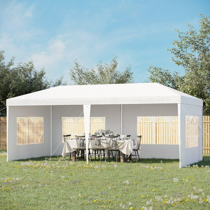 Outsunny 18.7' X 9.4' Party Tent, Portable Folding Wedding Tent, Garden Canopy Event Shelter, Outdoo