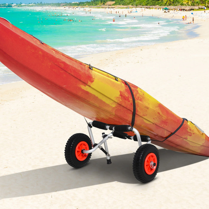Soozier Kayak Cart Dolly With Flat-free Wheels And Aluminum Frame, Silver