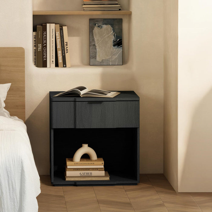 Clive Mid-Century Modern 22\" Nightstand in Black (1-Drawer) 