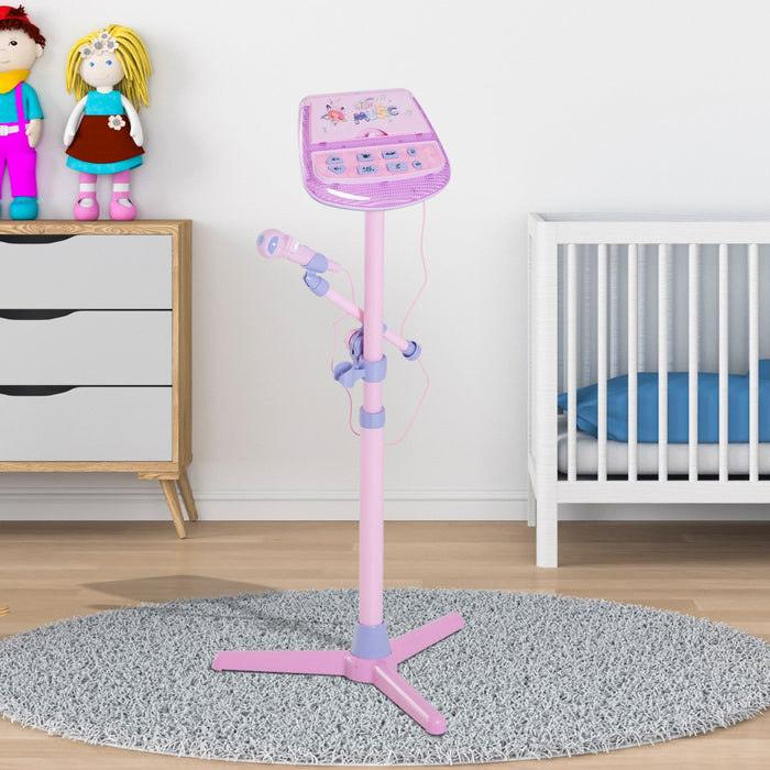 Qaba Microphone For Kids, Karaoke Toys For Kids 3+ Years With Music Stand, Karaoke Machine Microphon
