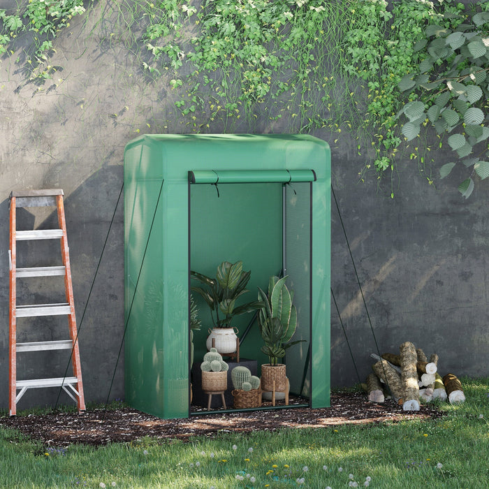 Outsunny 39\" X 20\" X 59\" Outdoor Tomato Greenhouse With Zipper Roll-up Door, Mini Plant Growhouse Ho