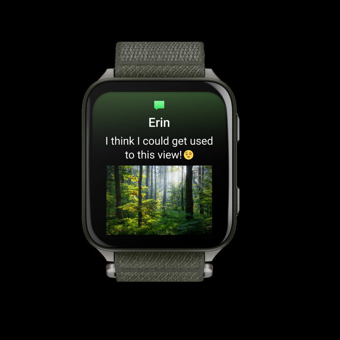Garmin Venu X1 Moss Lightweight Smartwatch - Outdoor Tracker, Titanium Case, ComfortFit Band, Health Monitoring, Voice Commands, Music Storage