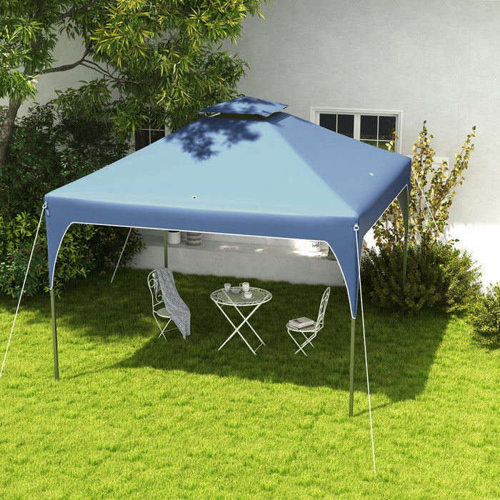Outsunny 10'x10' Pop Up Canopy, Easy Set Up Party Tent With 2 Tier Vented Roof And Carrying Bag For 