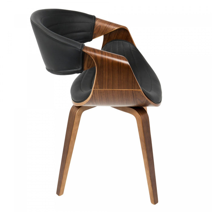 LumiSource Symphony Faux Leather Mid-Century Modern Dining Accent Chair - Walnut/Black
