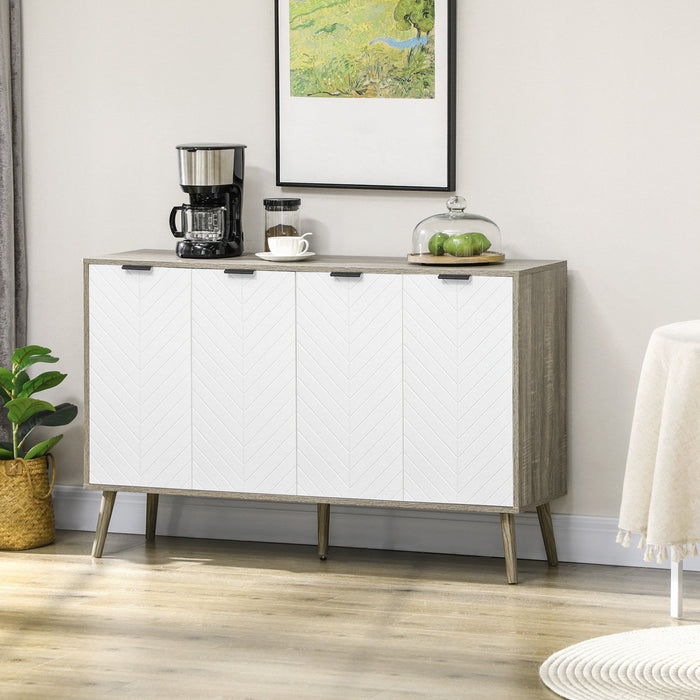 HOMCOM 47" Sideboard, Buffet Cabinet with Adjustable Shelves, Grayish Brown