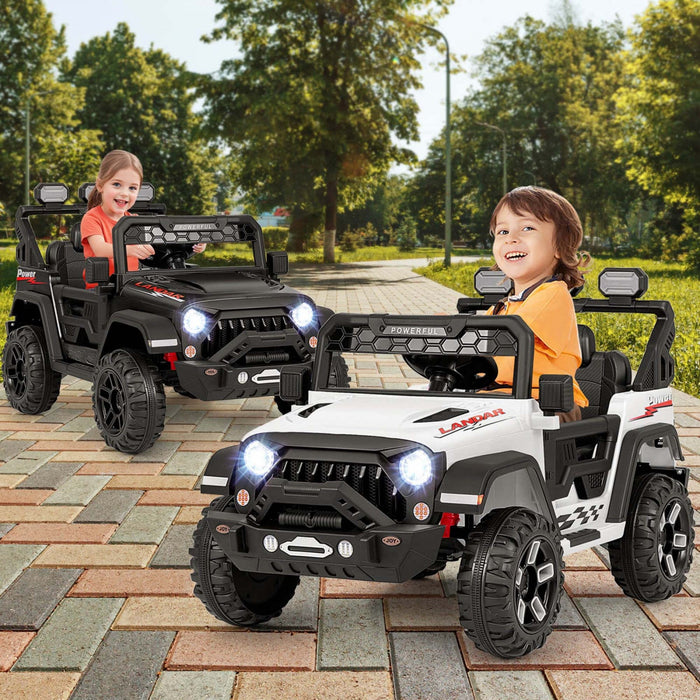 Costway 12v Kids Ride On Truck With 2*12v Motors Spring Suspension & Remote Control White