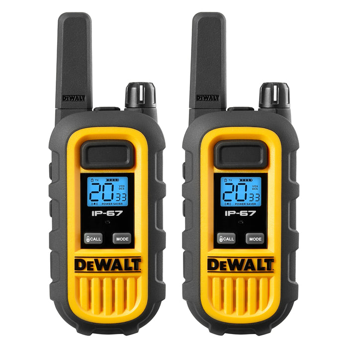2 Dewalt Dxfrs300 Walkie Talkies - 1 Watt, Heavy Duty, 22 Channel Long Range Two Way Radios