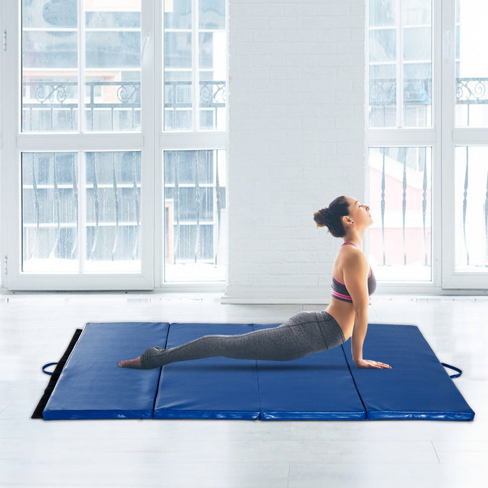 Soozier 4'x6'x2'' Folding Gymnastics Tumbling Mat, Exercise Mat With Carrying Handles For Yoga, Mma,