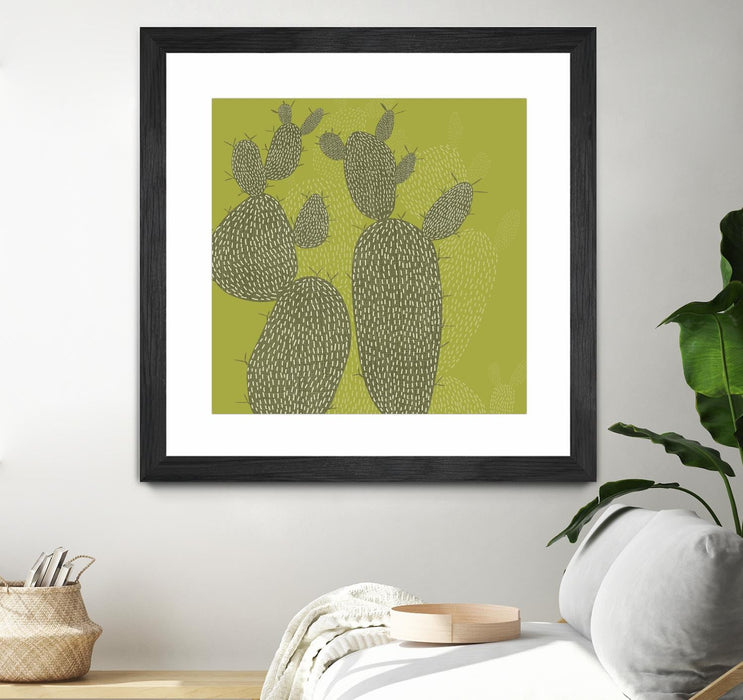 \"Opuntia I\" Matted and Framed Black 36x36 Wall Art