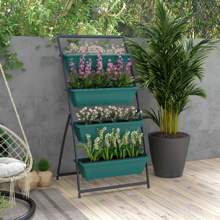 Outsunny 4-tier Vertical Raised Garden Bed With 4 Planter Boxes, Outdoor Plant Stand Grow Container 