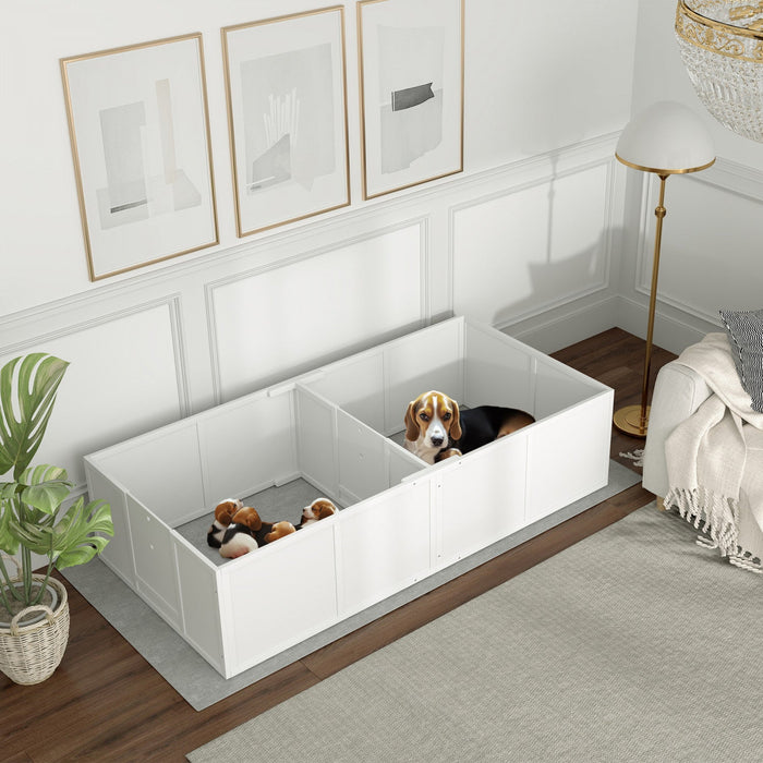 Pawhut Whelping Box For Dogs, Dog Playpen With Adjustable Removable Door, Puppy Playpen For Small, M