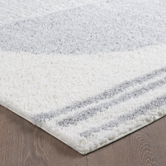 Paris Circle Cream Shag Area Rug - 6'7\" x 9'6\"