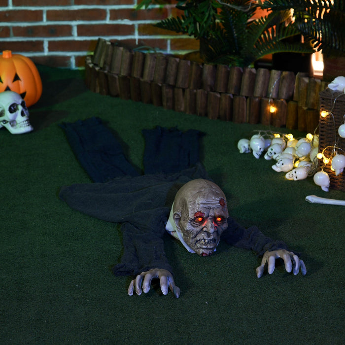 Homcom 62\" Outdoor Halloween Decoration Crawling Zombie, Sound Activated