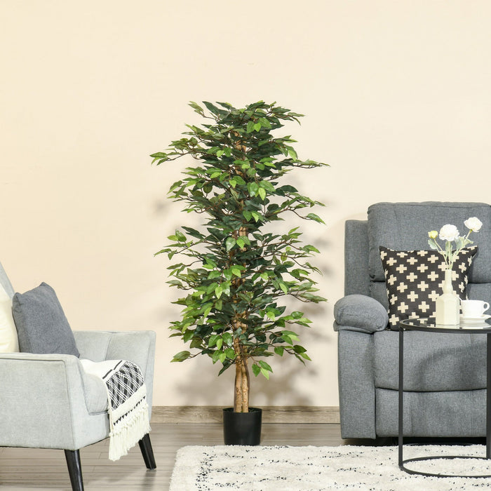 HOMCOM 5FT Artificial Ficus Tree for Indoor Decoration