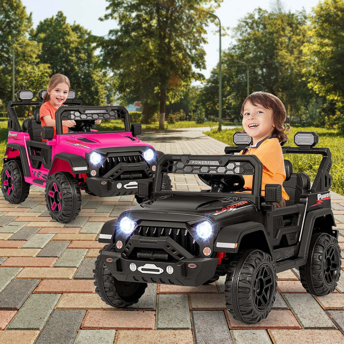 Costway 12v Kids Ride On Truck With 2*12v Motors Spring Suspension & Remote Control Black