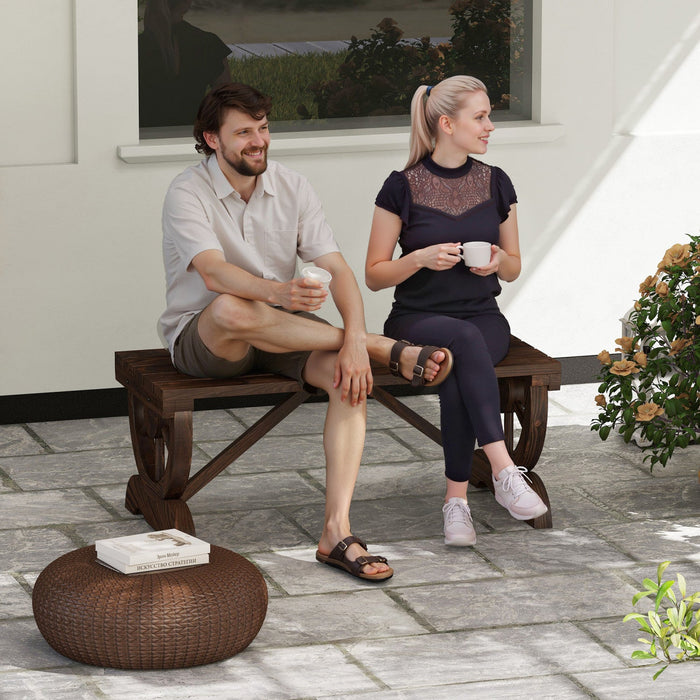 Outsunny Rustic Wood Outdoor Bench, Garden Bench For 2-person, Brown