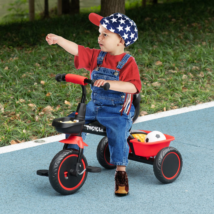 Qaba Tricycle For Toddler 2-5 Year Old Girls And Boys, Toddler Bike With Adjustable Seat, Storage Ba