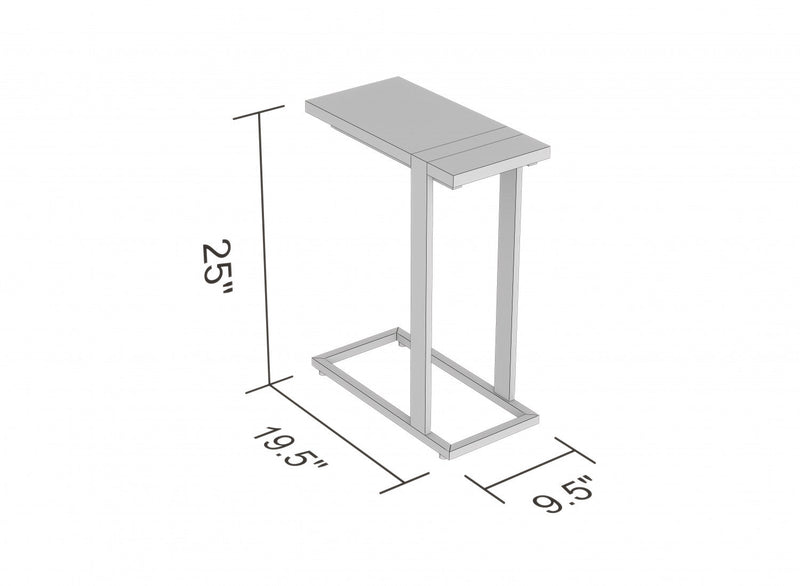 19” C-shaped End Table With Metal Frame - Brown Reclaimed Wood 