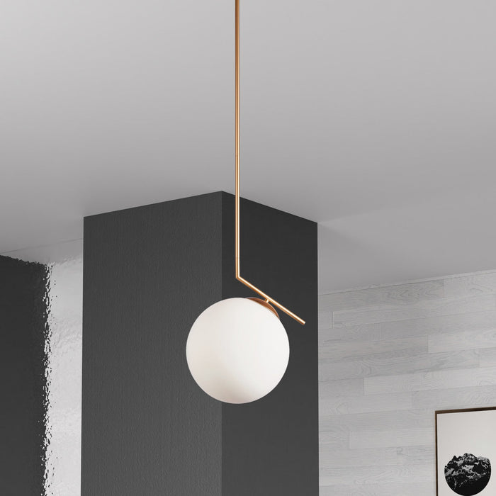 Dainolite Orion 1 Light Pendant Plated Gold Finish White Glass Lamp