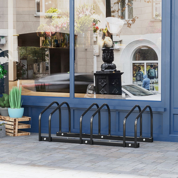 Soozier 3-bike Bicycle Floor Parking Rack Cycling Storage Stand Black