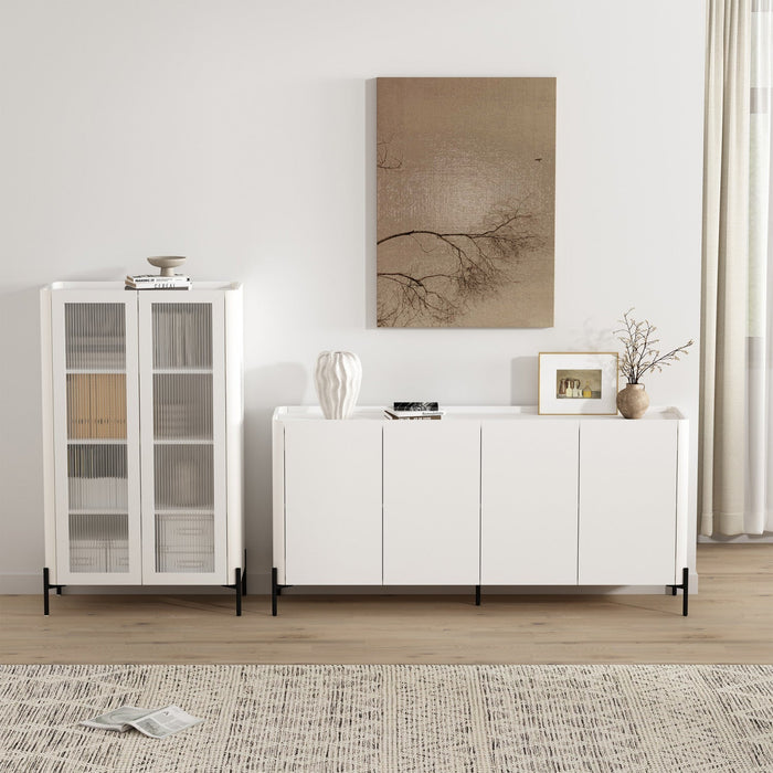 Abbey Modern 2-Piece Buffet and Bookcase in White 