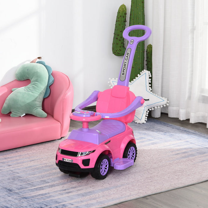 Aosom 3 In 1 Kid Ride On Push Car Stroller Sliding Walking Car With Horn Music Light Function Secure
