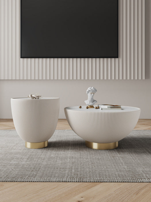 Anderson Modern 2-Piece Coffee Table & End Table Set in Cream 