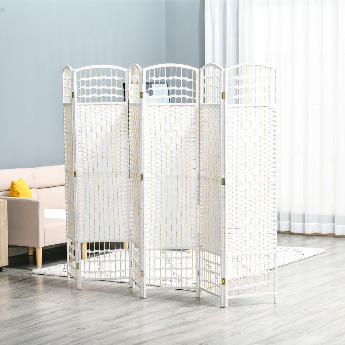 HOMCOM 6-Panel Room Divider Freestanding Folding Screen for Home White