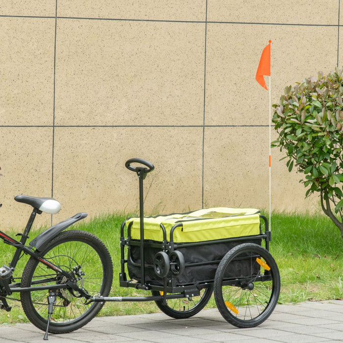 Aosom Bike Cargo Trailer & Wagon Cart, Multi-use Garden Cart With Removable Box, 20'' Big Wheels, Re