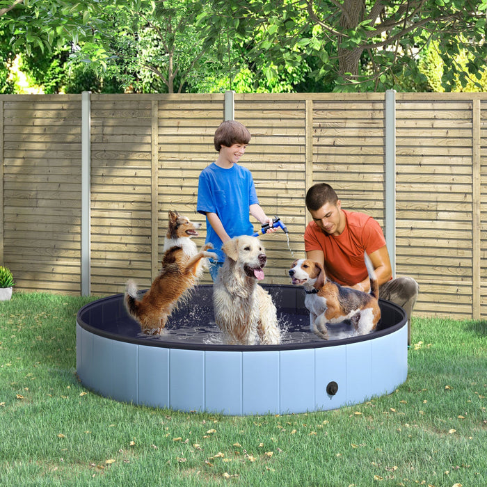 Pawhut Φ63\" Folding Dog Pool For Large Dogs, Portable Pet Kiddie Swimming Pool, Outdoor/indoor Puppy