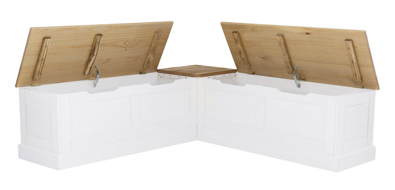 Tobin Backless Corner Nook Dining Bench - Natural and White