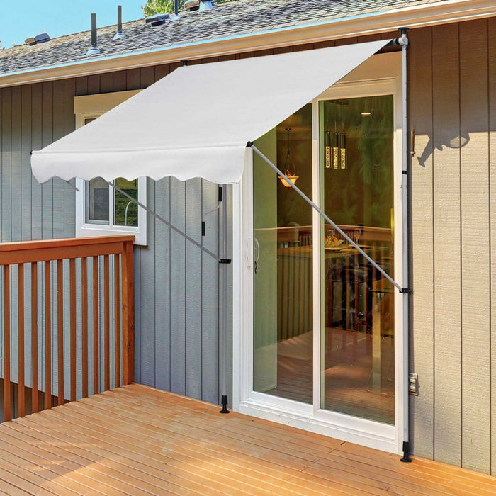 Outsunny 6.6'x5' Manual Retractable Patio Awning Window Door Sun Shade Deck Canopy Shelter Water Res
