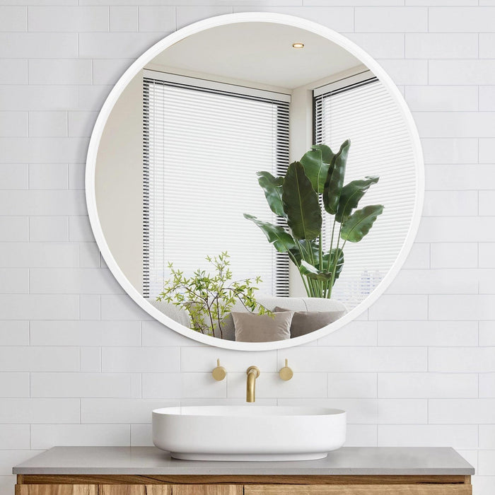 Arcus 36\" X 36\" Hand Crafted Round Mirror - White