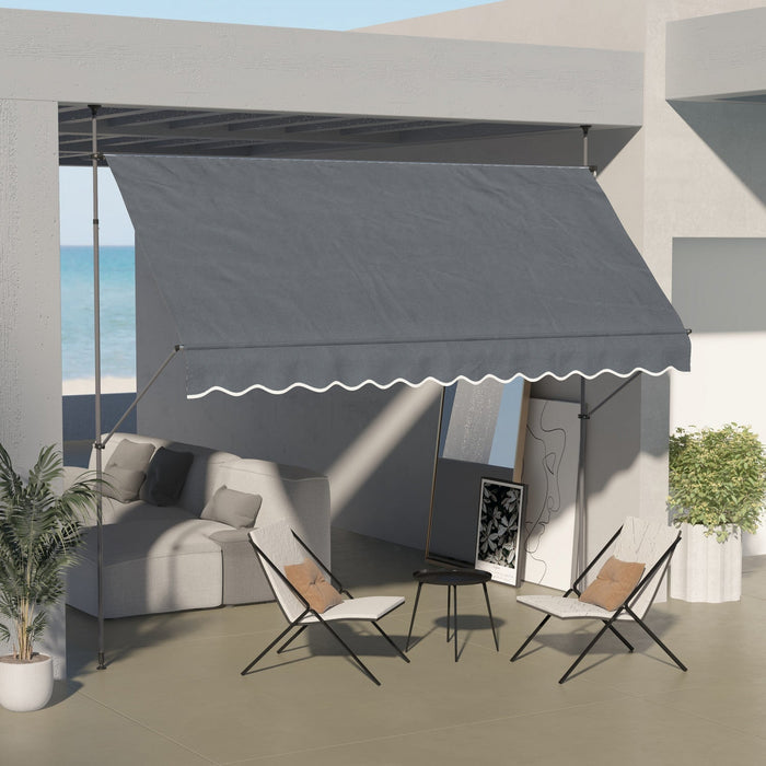 Outsunny 11.5' X 4' Manual Retractable Awning, Non-screw Freestanding Patio Sun Shade Shelter With S
